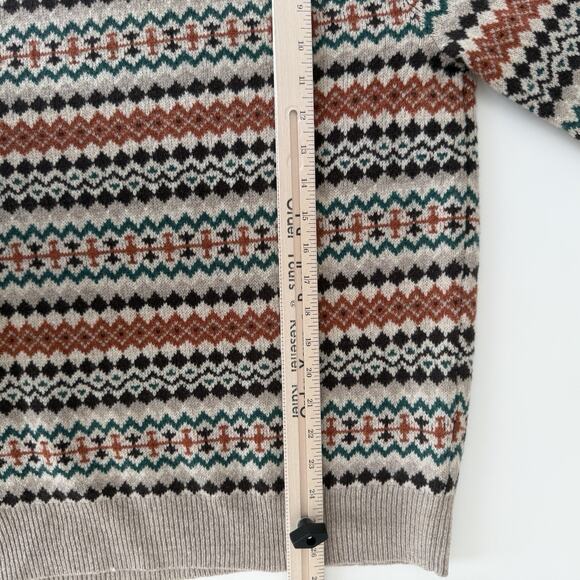 J.Crew Sweater Mens Medium Fair Isle Lambswool Knit Nordic Grandpa Crew Neck - Picture 14 of 16